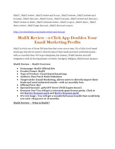 MailX Review-$9700 Bonus & 80% Discount