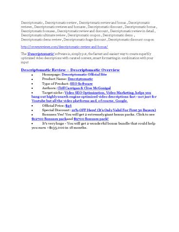Descriptomatic Review-(Free) bonus and discount