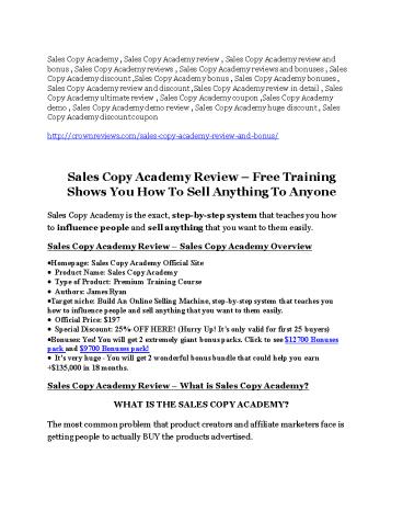 Sales Copy Academy review - a top notch weapon