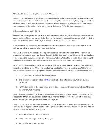 PRK or LASIK- Understanding them and their differences