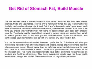 Get Rid of Stomach Fat, Build Muscle