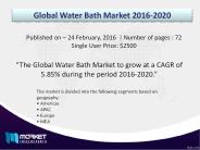 Global Water Bath Market 2016-2020