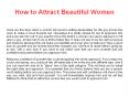 How to Attract Beautiful Women PowerPoint PPT Presentation