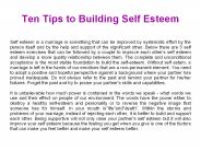 Ten Tips to Building Self Esteem