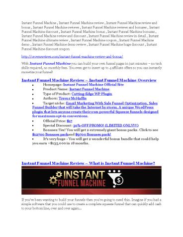 Instant Funnel Machine review-(SHOCKED) $21700 bonuses