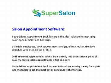Salon Appointment Software - SuperSalon