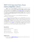 NEET 2016 Important Dates, Exam Pattern, Eligibility Criteria | Entranceindia PowerPoint PPT Presentation