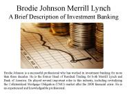 Brodie Johnson Merrill Lynch A Brief Description of Investment Banking