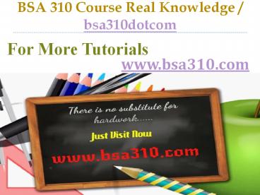 BSA 310 Course Real Knowledge / bsa310dotcom