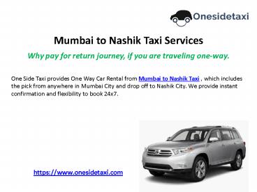 Mumbai To Nasik taxi Services