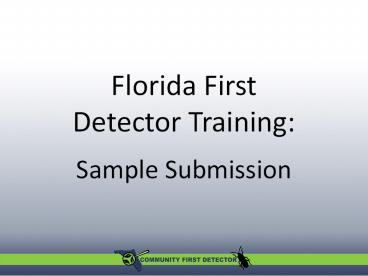 Florida First Detector Training: