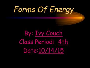 Forms Of Energy