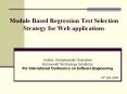 Module Based Regression Test Selection Strategy for Web applications PowerPoint PPT Presentation