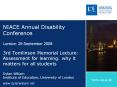 NIACE Annual Disability Conference London: 29 September 2008  3rd Tomlinson Memorial Lecture: Assessment for learning: why it matters for all students Dylan Wiliam Institute of Education, University of London PowerPoint PPT Presentation