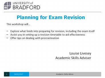 Planning for Exam Revision