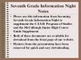 Seventh Grade Information Night Notes PowerPoint PPT Presentation