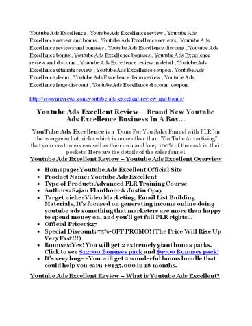 Youtube Ads Excellence Review and (FREE) Youtube Ads Excellence $24,700 Bonus