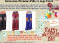 Bohemian Women’s Palazzo Yoga Pants PowerPoint PPT Presentation