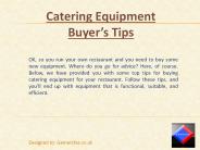 Catering Equipment Buyer’s Tips