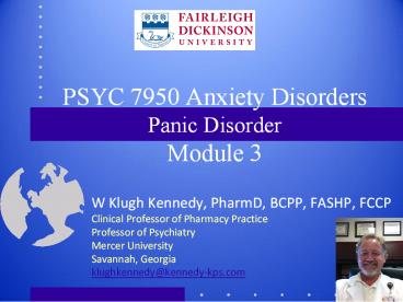 PSYC 7950 Anxiety Disorders Panic Disorder Module 3