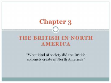 THE BRITISH IN NORTH AMERICA
