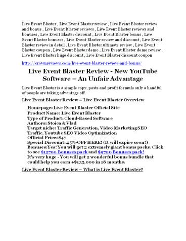 Live Event Blaster REVIEW & Live Event Blaster (SECRET) Bonuses