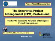 The Enterprise Project Management (EPM) Professional