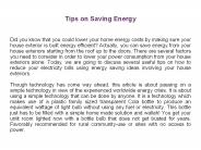 Tips on Saving Energy