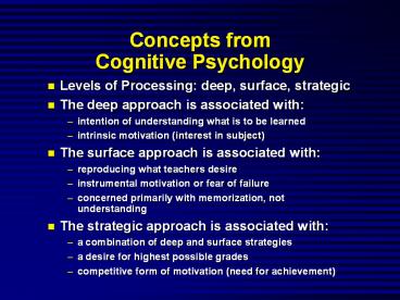 Concepts from Cognitive Psychology