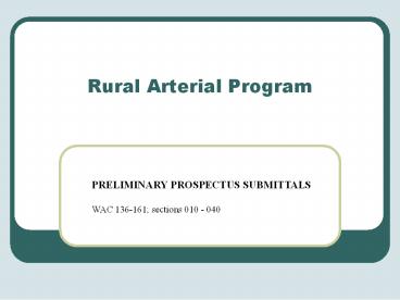 Rural Arterial Program