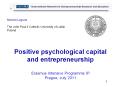 Positive psychological capital and entrepreneurship  Erasmus Intensive Programme IP Prague, July 2011 PowerPoint PPT Presentation