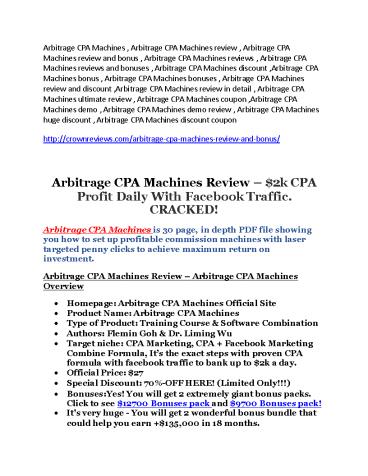 Arbitrage CPA Machines review & bonus - i was shocked!