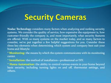 PPT – Security Cameras PowerPoint presentation | free to download - id ...