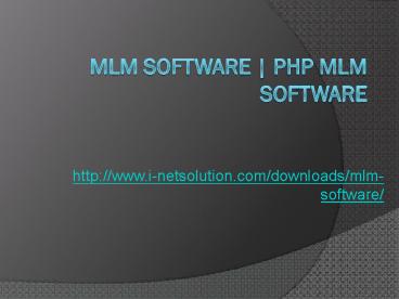 MLM Software | PHP MLM Software