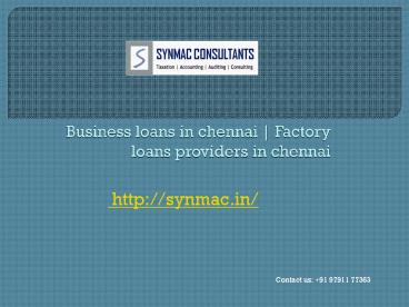 Business loans in chennai | Factory loans providers in chennai