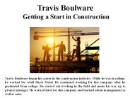 Travis Boulware Getting a Start in Construction