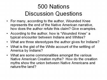 500 Nations Discussion Questions