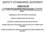 SAFETY STANDARDS JEOPARDY