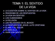 TEMA 1: EL SENTIDO DE LA VIDA