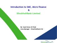 Introduction to SME, Micro finance