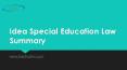 Idea Special Education Law Summary PowerPoint PPT Presentation