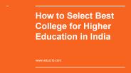 Best Colleges for Higher Education in India