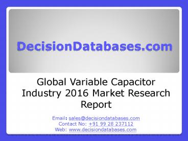 Global Variable Capacitor Market 2016
