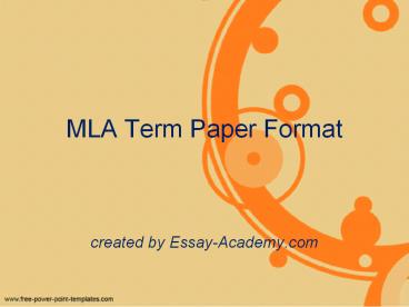 MLA Term Paper Format