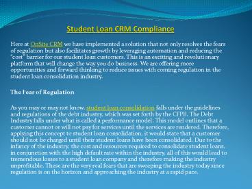 Student Loan CRM Compliance