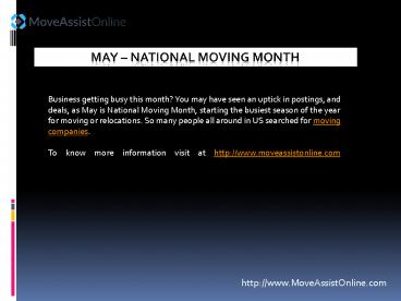 May Celebrates as National Moving Month