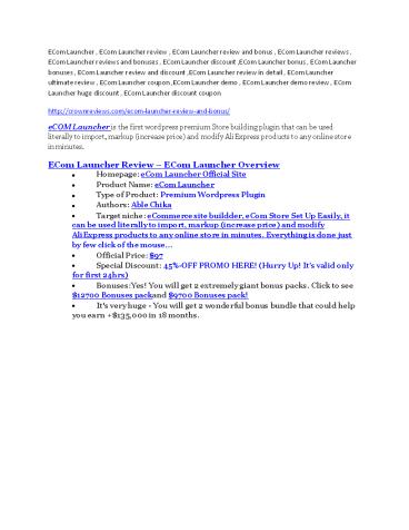 ECom Launcher review & massive +100 bonus items