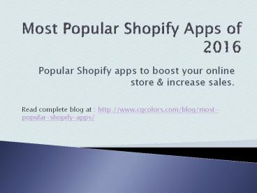 Most Popular Shopify Apps of 2016