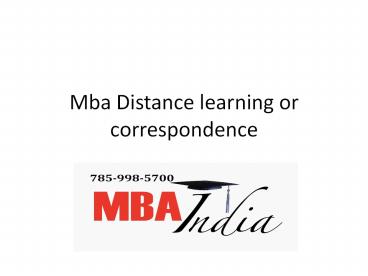 MBA Distance Education | MBA Distance Learning | Distance MBA Correspondence in India