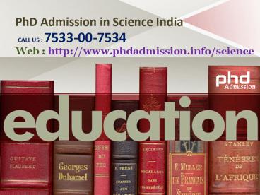 PhD in Science Courses in India